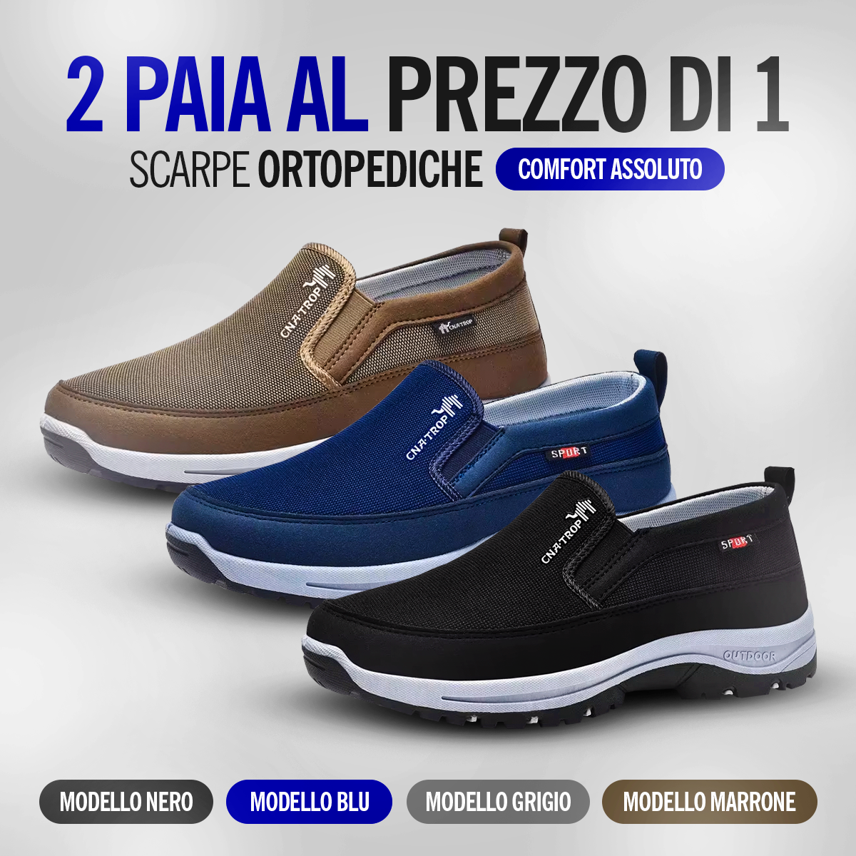 2 Paia al Prezzo di 1 – Scarpe Ortopediche Ultra Comode